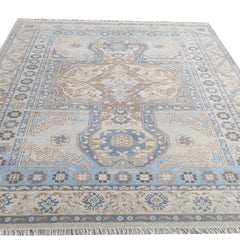 Tapis Anatolie Oushak en laine noué à la main bleu