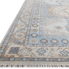 Tapis Anatolie Oushak en laine noué à la main bleu