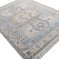 Tapis Anatolie Oushak en laine noué à la main bleu