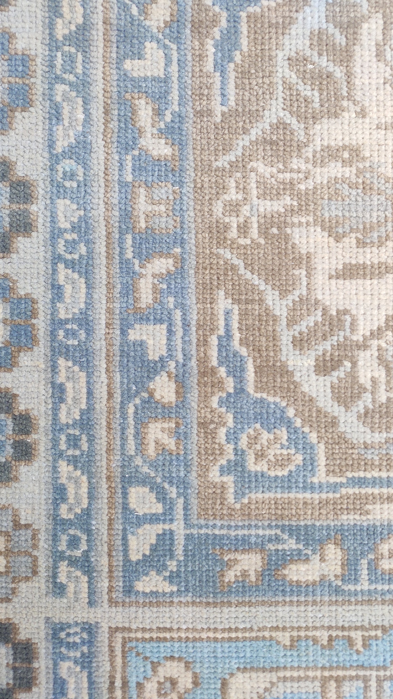 Tapis Anatolie Oushak en laine noué à la main bleu