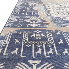Tapis Anatolie Oushak en laine noué à la main bleu