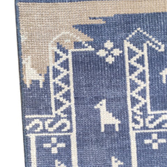 Tapis Anatolie Oushak en laine noué à la main bleu