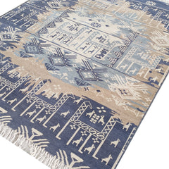 Tapis Anatolie Oushak en laine noué à la main bleu