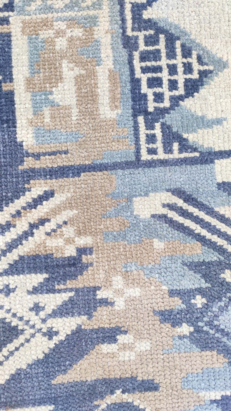 Tapis Anatolie Oushak en laine noué à la main bleu