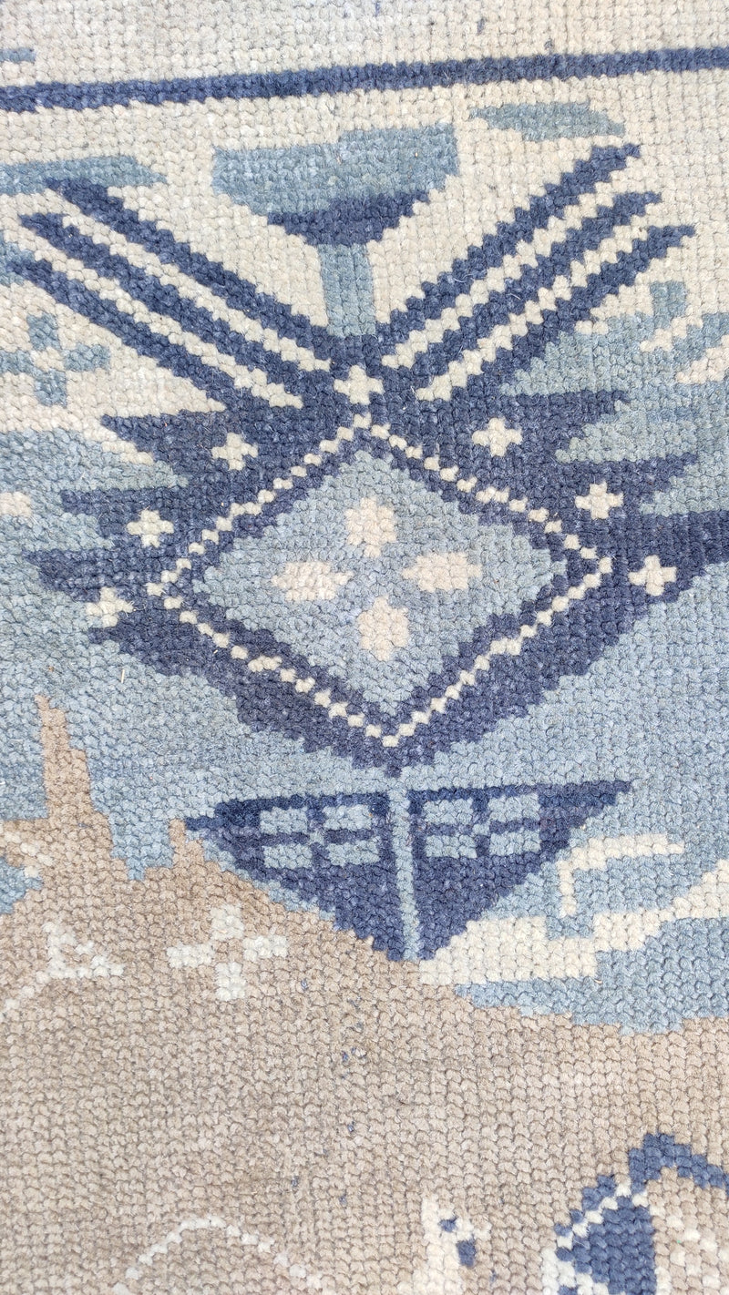 Tapis Anatolie Oushak en laine noué à la main bleu