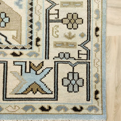 Tapis Anatolie Oushak en laine noué à la main bleu