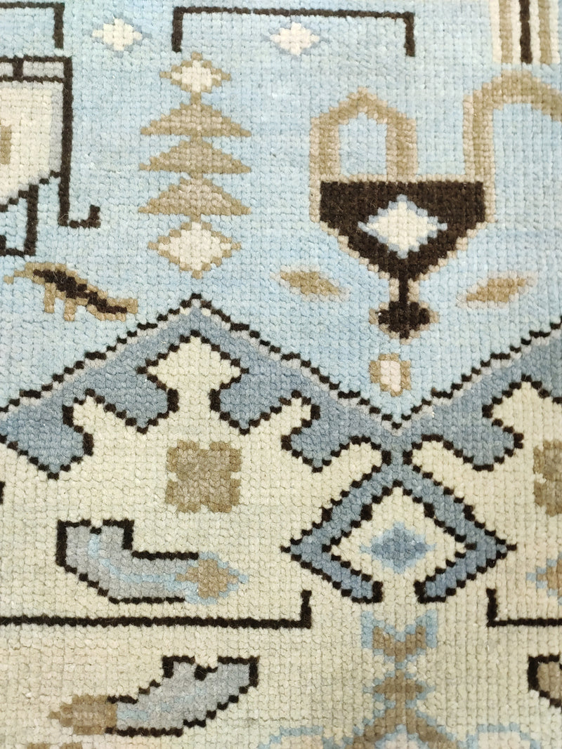 Tapis Anatolie Oushak en laine noué à la main bleu