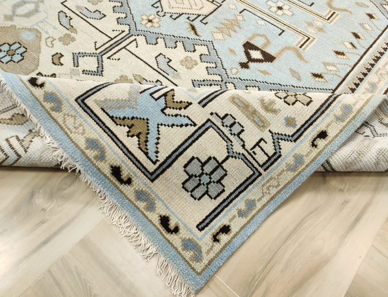 Tapis Anatolie Oushak en laine noué à la main bleu