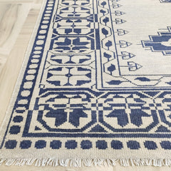 Tapis Anatolie Oushak en laine noué à la main bleu