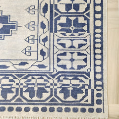 Tapis Anatolie Oushak en laine noué à la main bleu