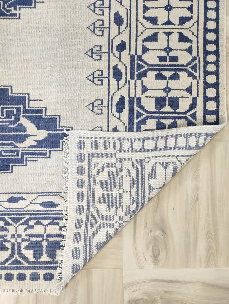 Tapis Anatolie Oushak en laine noué à la main bleu