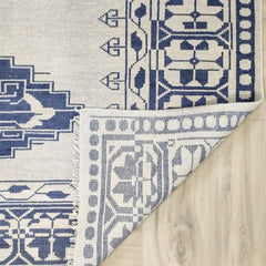 Tapis Anatolie Oushak en laine noué à la main bleu