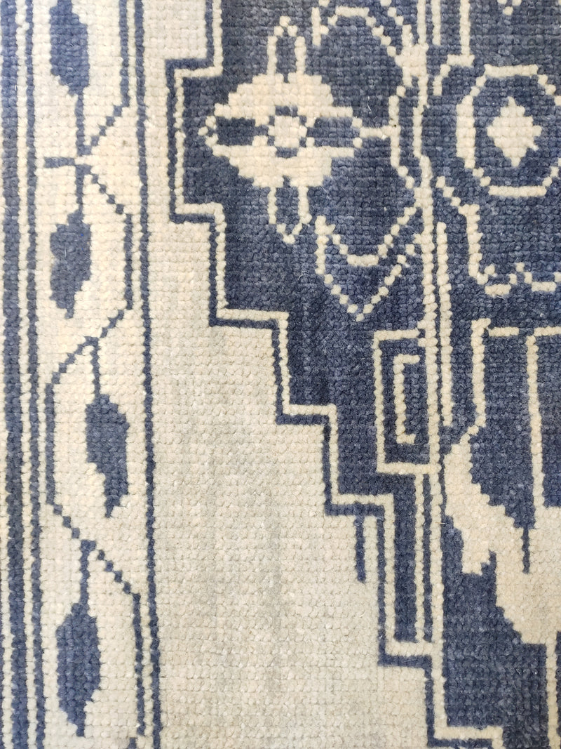 Tapis Anatolie Oushak en laine noué à la main bleu