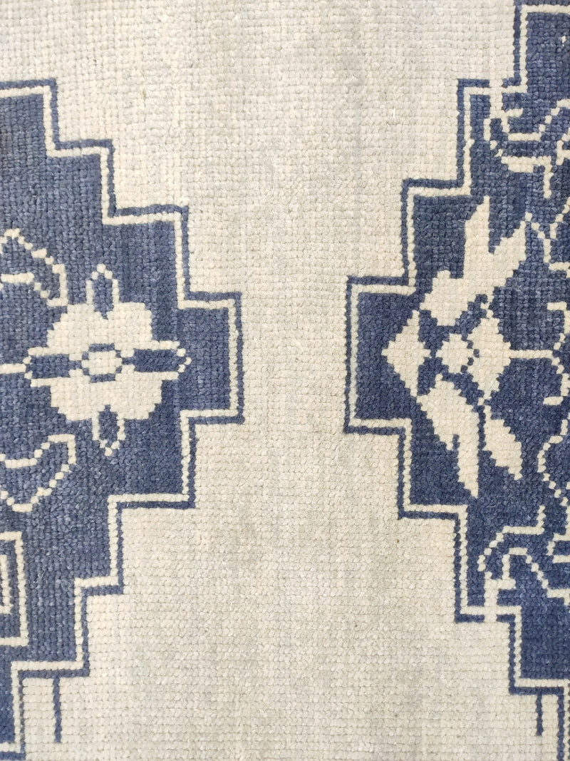 Tapis Anatolie Oushak en laine noué à la main bleu