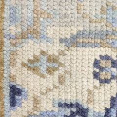 Transitional Ikat Floral Hand-Knotted Wool Rug – Slate Blue / Cream Area Rug