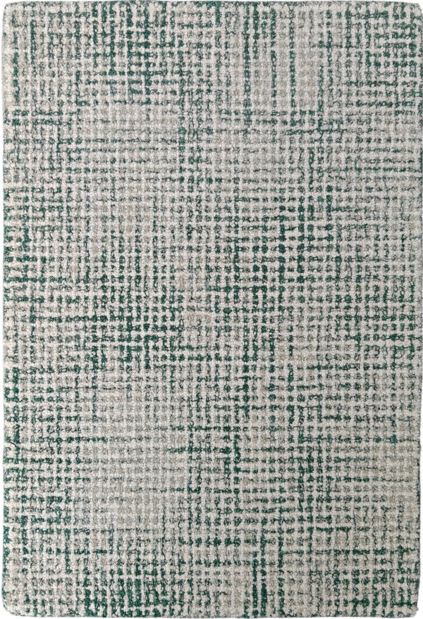 Emerald Green & Ivory Hand-Tufted Wool Rug | Textured Loop Pile Modern Area Rug