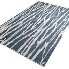 Enchanted Forest Branch Hand Tufted Wool Rug Slate Blue
