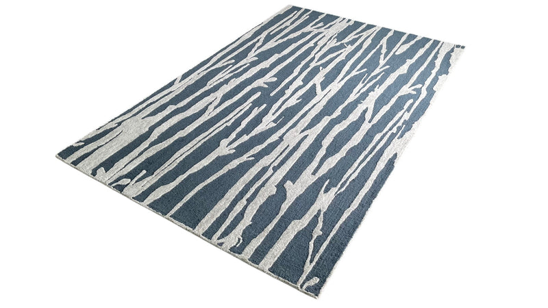 Enchanted Forest Branch Hand Tufted Wool Rug Slate Blue