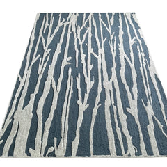 Enchanted Forest Branch Hand Tufted Wool Rug Slate Blue