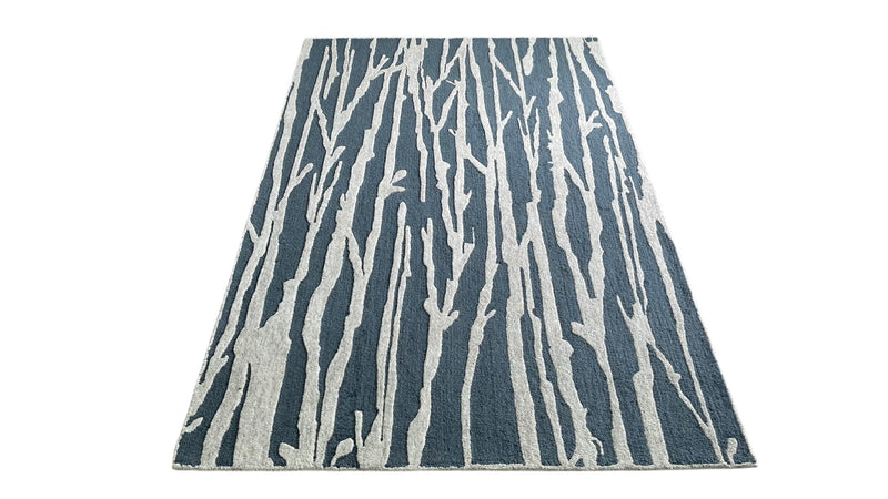 Enchanted Forest Branch Hand Tufted Wool Rug Slate Blue