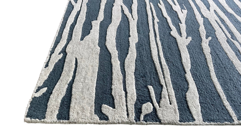 Enchanted Forest Branch Hand Tufted Wool Rug Slate Blue