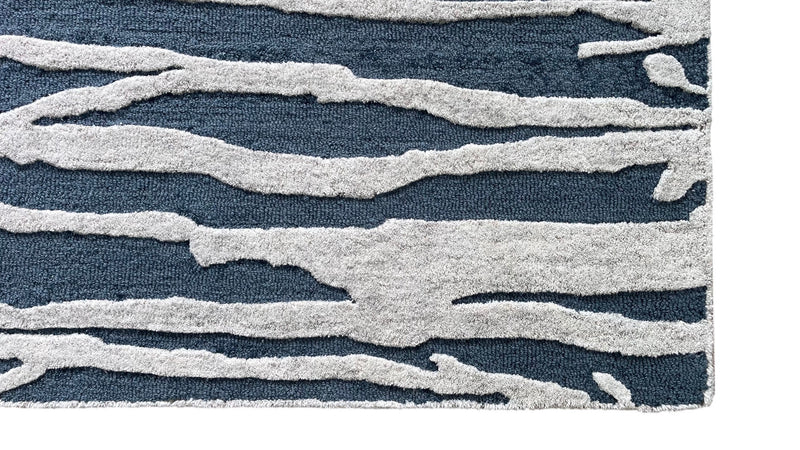 Enchanted Forest Branch Hand Tufted Wool Rug Slate Blue