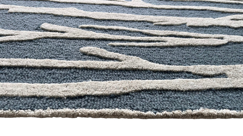 Enchanted Forest Branch Hand Tufted Wool Rug Slate Blue