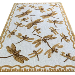 Golden Dragonfly Hand Tufted Wool Rug | Botanical Vintage-Inspired Area Rug