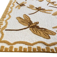 Golden Dragonfly Hand Tufted Wool Rug | Botanical Vintage-Inspired Area Rug