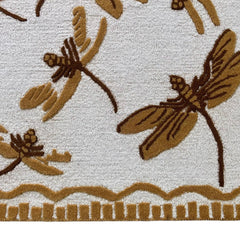 Golden Dragonfly Hand Tufted Wool Rug | Botanical Vintage-Inspired Area Rug