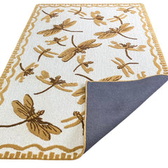 Golden Dragonfly Hand Tufted Wool Rug | Botanical Vintage-Inspired Area Rug