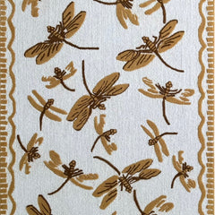 Golden Dragonfly Hand Tufted Wool Rug | Botanical Vintage-Inspired Area Rug