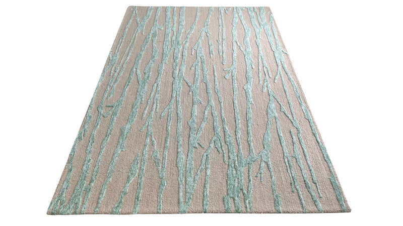 Enchanted Forest Branch Hand Tufted Wool Rug Mint Sage