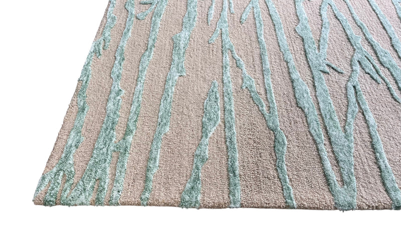 Enchanted Forest Branch Hand Tufted Wool Rug Mint Sage