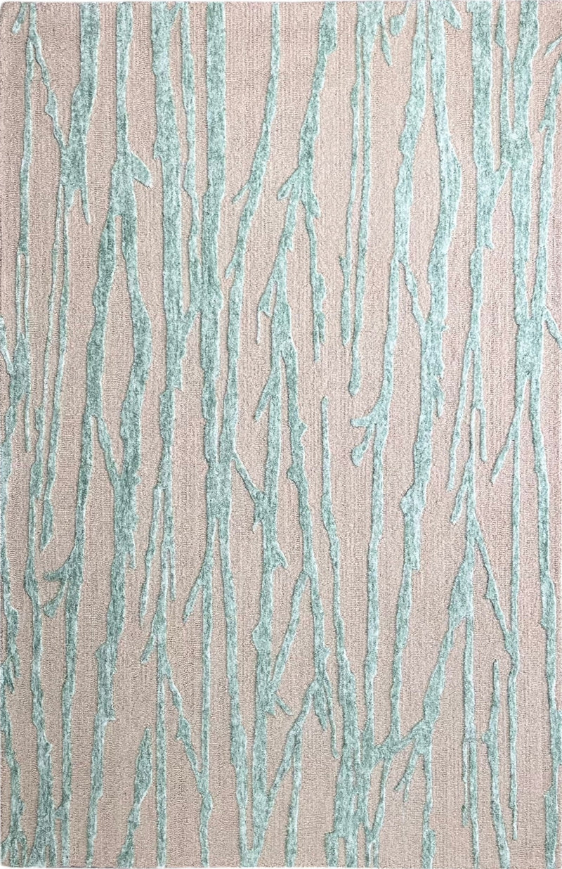 Enchanted Forest Branch Hand Tufted Wool Rug Mint Sage