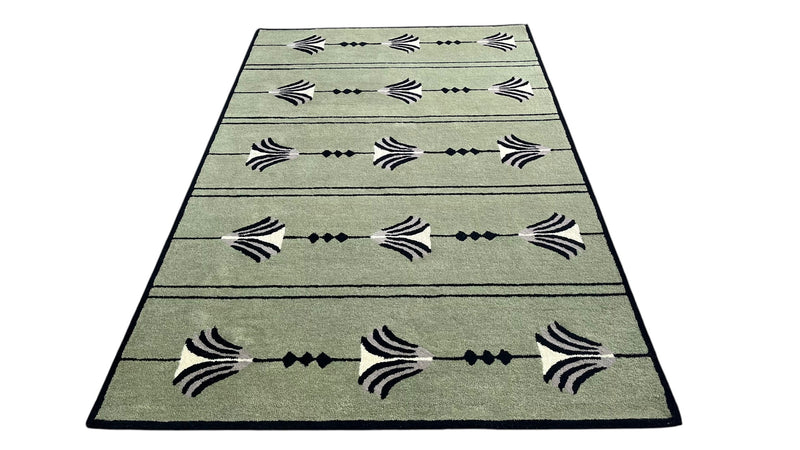 Southwestern Sage Green Hand-Tufted Wool Rug | Tribal Geometric Area Rug