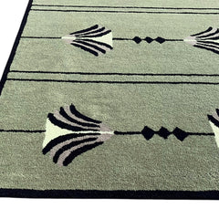 Southwestern Sage Green Hand-Tufted Wool Rug | Tribal Geometric Area Rug