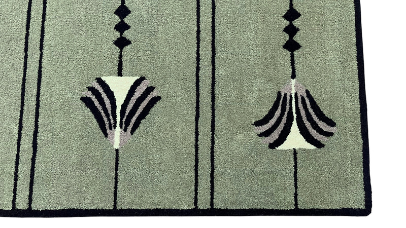 Southwestern Sage Green Hand-Tufted Wool Rug | Tribal Geometric Area Rug