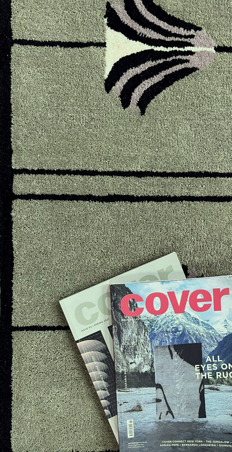 Southwestern Sage Green Hand-Tufted Wool Rug | Tribal Geometric Area Rug
