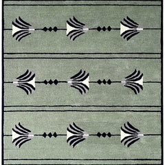 Southwestern Sage Green Hand-Tufted Wool Rug | Tribal Geometric Area Rug