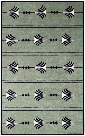 Sage Green Hand-Tufted Wool Rug | Tribal Geometric Area Rug
