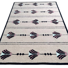 Southwestern Dusty Rose Pink Hand-Tufted Wool Rug | Tribal Geometric Area Rug