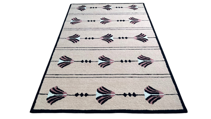 Southwestern Dusty Rose Pink Hand-Tufted Wool Rug | Tribal Geometric Area Rug
