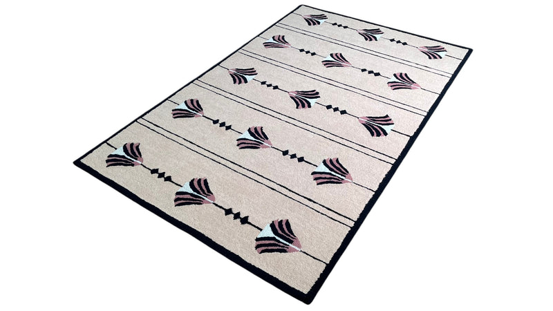 Southwestern Dusty Rose Pink Hand-Tufted Wool Rug | Tribal Geometric Area Rug