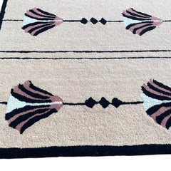 Southwestern Dusty Rose Pink Hand-Tufted Wool Rug | Tribal Geometric Area Rug
