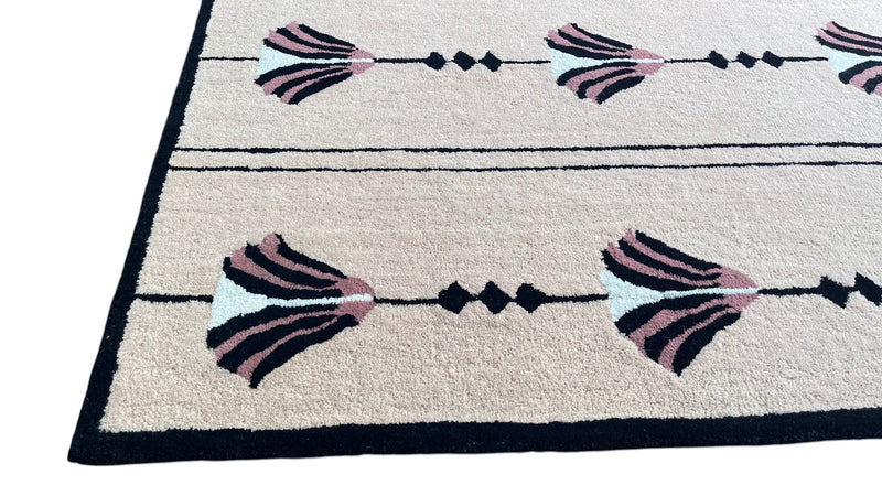 Southwestern Dusty Rose Pink Hand-Tufted Wool Rug | Tribal Geometric Area Rug