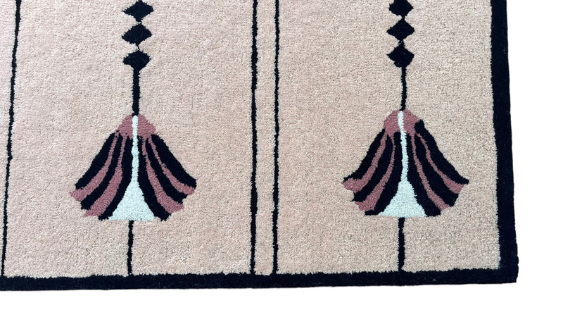 Southwestern Dusty Rose Pink Hand-Tufted Wool Rug | Tribal Geometric Area Rug