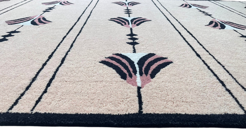 Southwestern Dusty Rose Pink Hand-Tufted Wool Rug | Tribal Geometric Area Rug