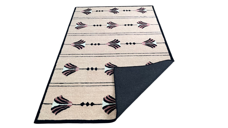 Southwestern Dusty Rose Pink Hand-Tufted Wool Rug | Tribal Geometric Area Rug