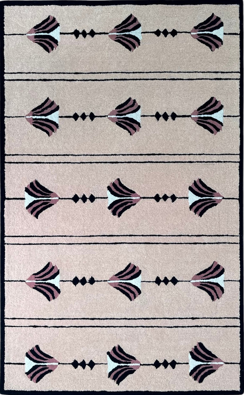 Southwestern Dusty Rose Pink Hand-Tufted Wool Rug | Tribal Geometric Area Rug